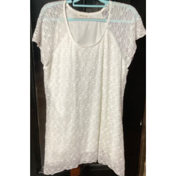 Indigo Soul Women's Lined Shirt Dress 3XL Ivory Lace Bell Sleeve - Picture 2 of 7